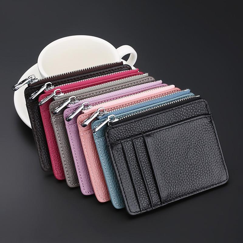Genuine leather card bag, first layer cowhide card clip, ultra-thin bank credit card cover, multi-card position, and small ID bag.