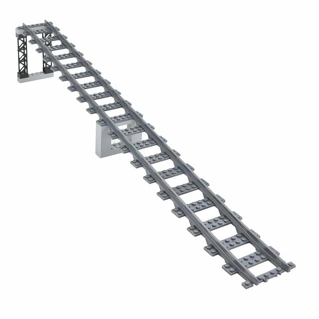 MOC Binari per Treni Città Incrocio Deviatoio Flessibile Biforcazione In Salita Rettilinei Curvi Mattoncini Ferrovie Giocattoli Creativi Fai da Te