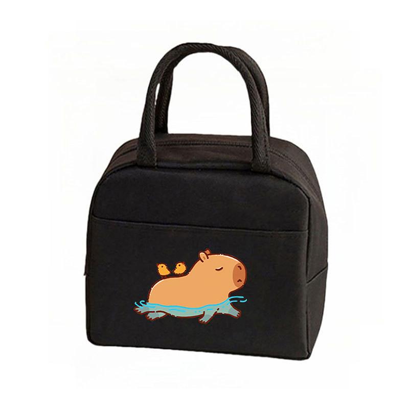 Tegneserie Søt Capybara Trykk Isolerte Lunsjvesker Bærbare Termiske Lunsj Tote Vesker Piknik Matbevaring Lunsjboksveske