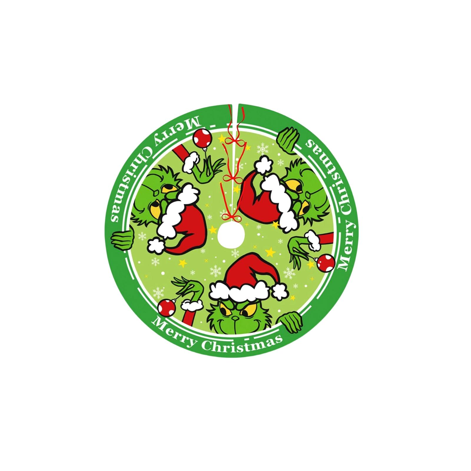 

Christmas Tree Skirt 47.2 Inch Red And Green Xmas Tree Collar Winter Seasonal Holiday Decor Merry Christmas Decorations For Home Party One Size