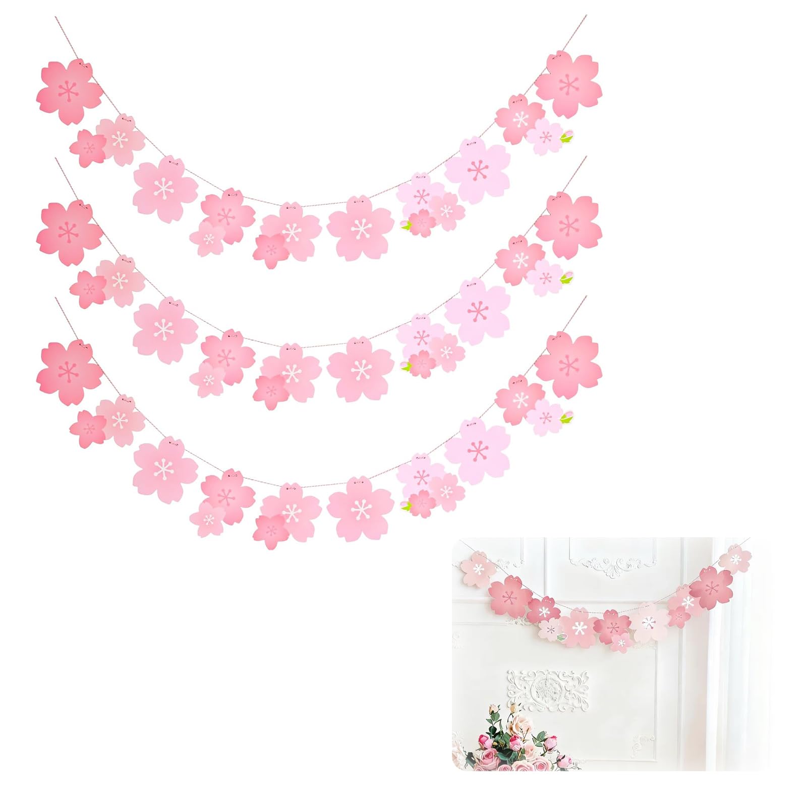 Yanhuilay Sakura Garland Cherry Blossom Wall Hanging 2m Spring Decorations Hinamatsuri Entrance DIY Birthday Wedding Festival Photography