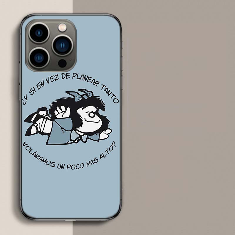 Mafalda Cartoon Phone Case For Apple Iphone 16E 16 17 Pro Max Air 15 Pro 14 Plus 12 13 Mini Cover Cute Fundas Silicone S