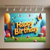 Colourful Happy Birthday Theme Backdrop Supplies 3D Ballon Background Banner Kids Birthday Party Decorations Photo Shoot Props