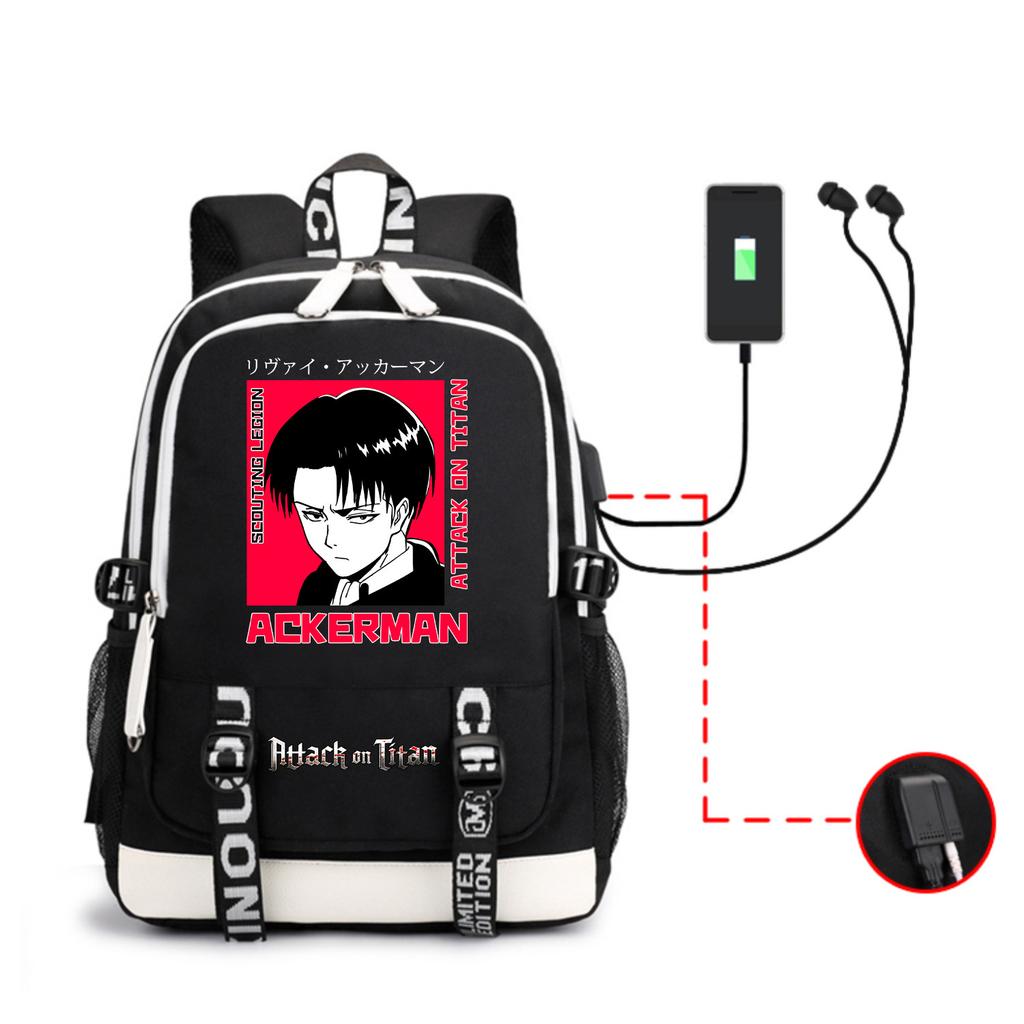 Anime Backpack Outdoor Male And Female Students Headphones Schoolbag Usb Backpack