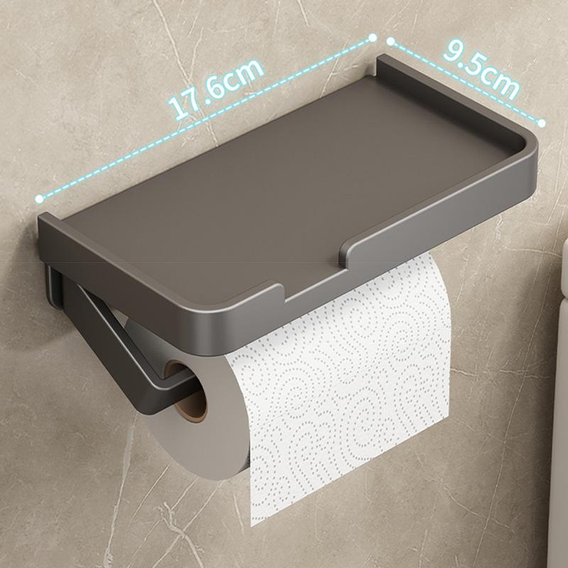 Aluminum Toilet Paper Holder Bathroom Tissue Hanger Punch Free Wall Mounted Phone Holder  Storage Shelf Toilet Paper Roll Rack