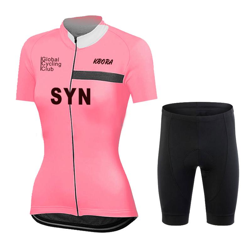 2026 Women Summer Cycling Jersey Set Short Sleeve Pink Bicycle Clothing Road Team Bike Uniform Sportswear Ropa Ciclismo Maillot