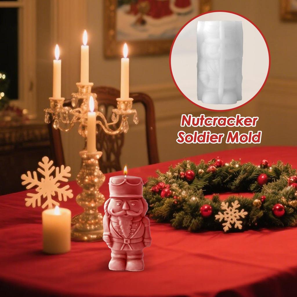 Shorty Nutcracker Statue Silicone Candle Mold Christmas Decor Silicone Mold Dinner Soy Wax Silicone Mould for Scented Candle