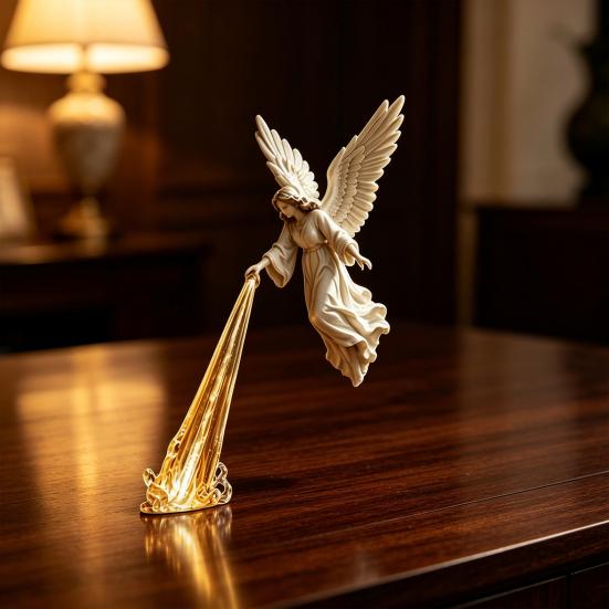 Handcrafted PLA Sculpture for Living Room Arts Angel Bookshelf Statue, Decorative Figurine with Light, Collectible Desk Creative Unique Hand