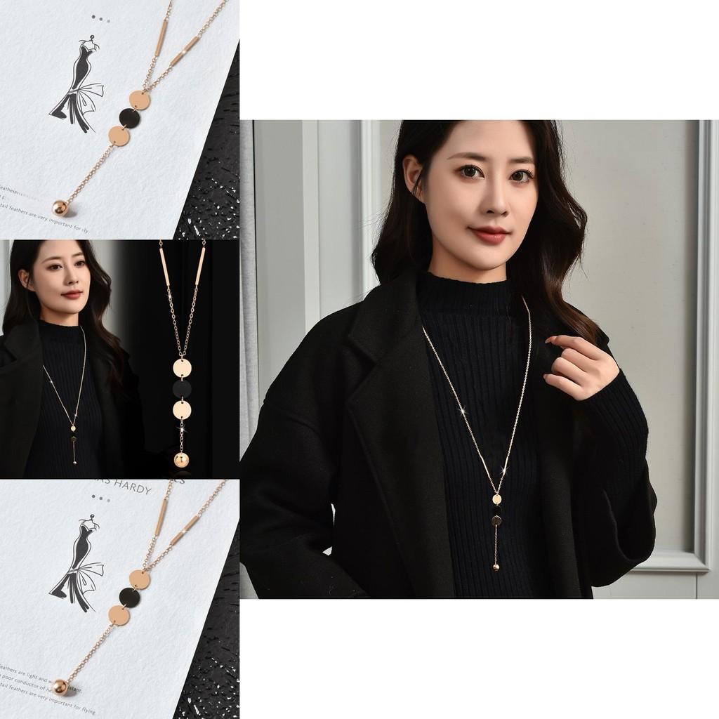 Modern Geometric Titanium Steel Necklace For Women Fashionable Long Tassel Style