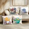 Painting Cup of Flowers Cushion Cover Soft Plush Throw Pillow Cover  DoubleSided Printed Cushion Case  Sofa  Home Decor