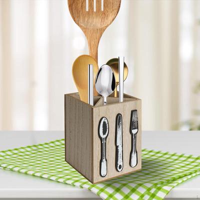 Utensil Holder Storage Box Wooden Cutlery Flatware for Dining Table Restaurant Home
