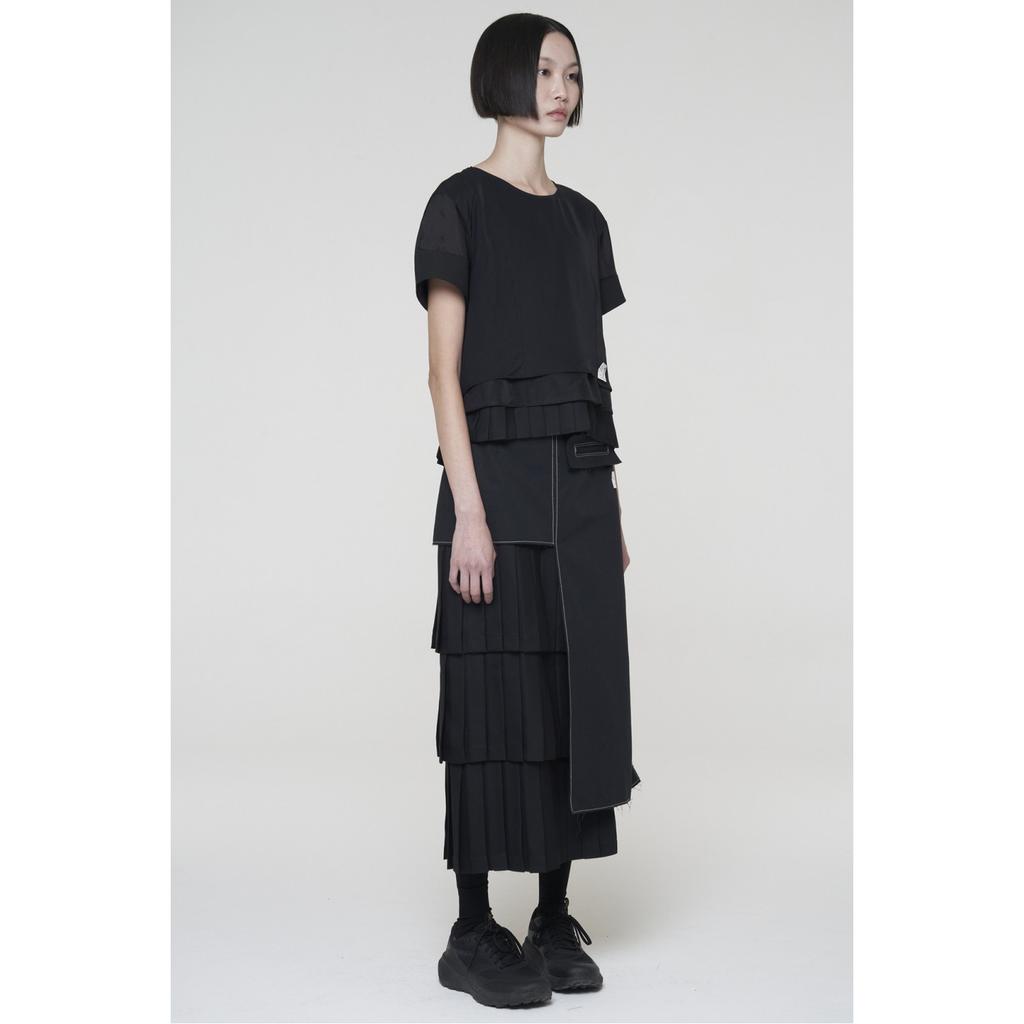 RECODE Unbalanced Pleated Skirt_Rqkam24532Bkx