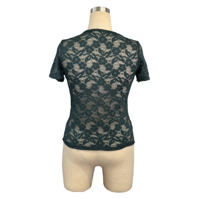 Sommer Neu Einfarbige Schlanke V-Ausschnitt Kurzarm Basic Shirt Spitze T-Shirt Top