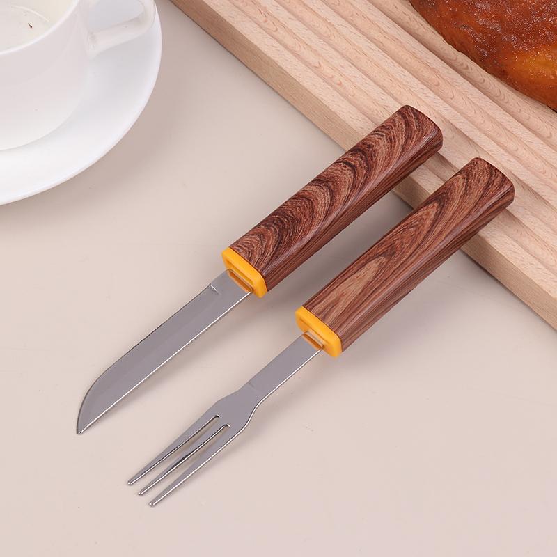

1 набор прямых ножей, вилок для десерта с ножнами из нержавеющей стали, набор из 2-в-1 ножей и вилок, портативный нож для очистки овощей, столовые приборы