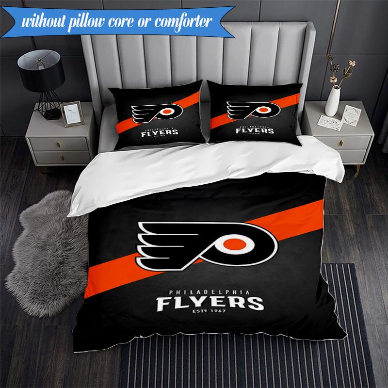 3PCS Flyers Hockey Team Bedding Set,Including 1pc Duvet Cover And 2pcs Pillowcases Perfect for Bedroom, Dormitory, Fan Christmas gift