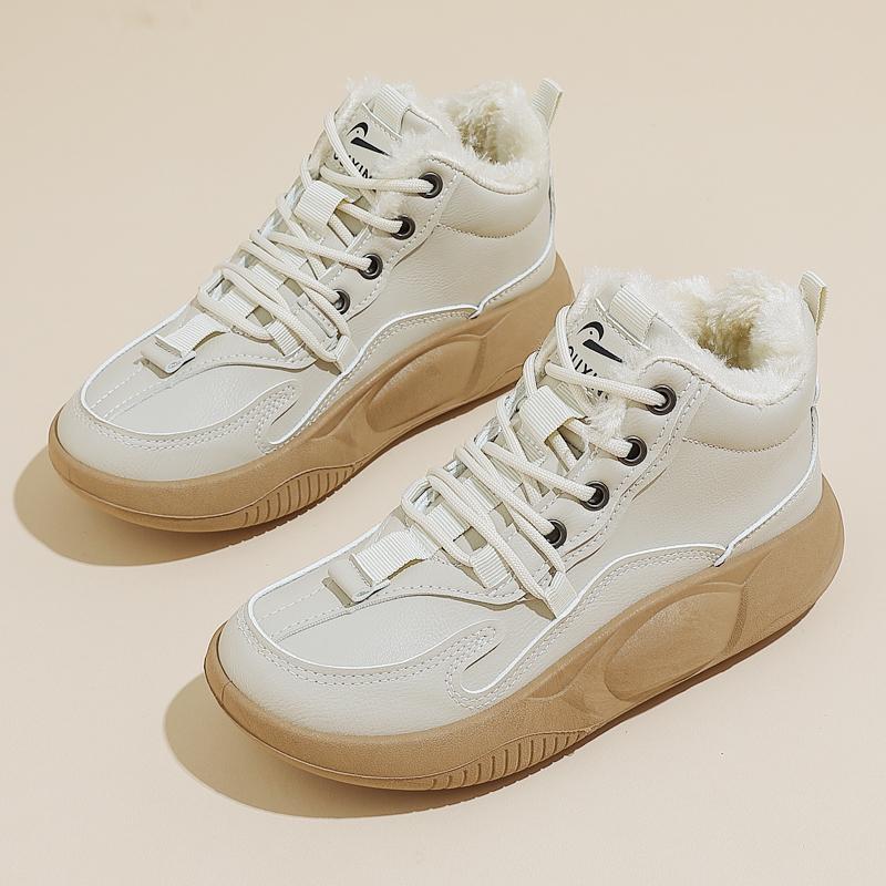 Women Lining Thermal Snow Boots Thick Bottom Winter Ankle High Snow Shoes Non-slip Platform Sneakers