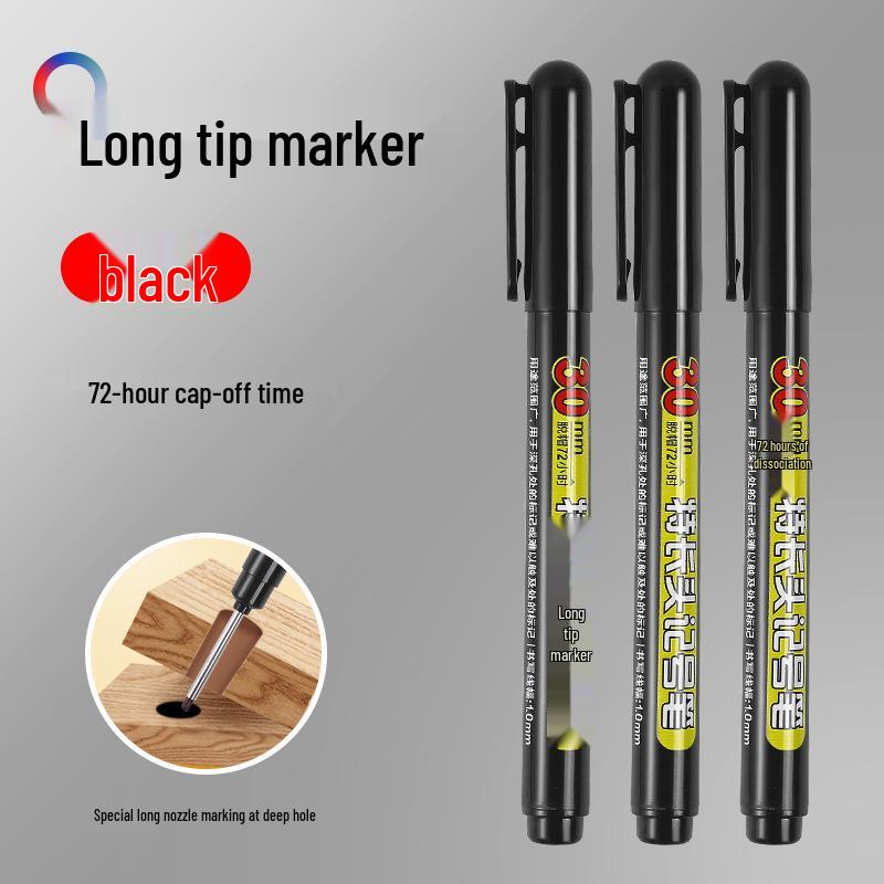 Refillable Waterproof Long-Tip 30MM Woodworking Marker Pen with Deep-Hole Non-Fading Ink