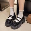 Classic Mary Jane Shoes for Women Basic Buckle Strap Square High Heels Round Toe Shoes Women Solid Butterfly Knot Women Pumps