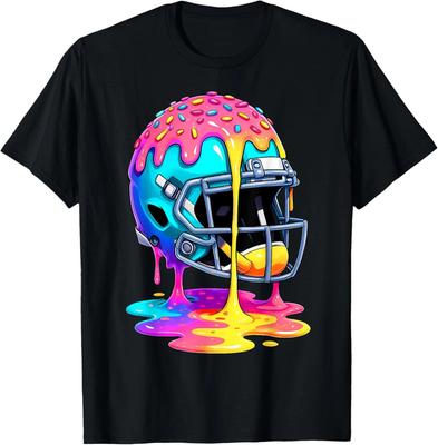 Football Helmet Drip Ice Cream Style Unisex 100% Cotton T-shirt Mens Tees Top