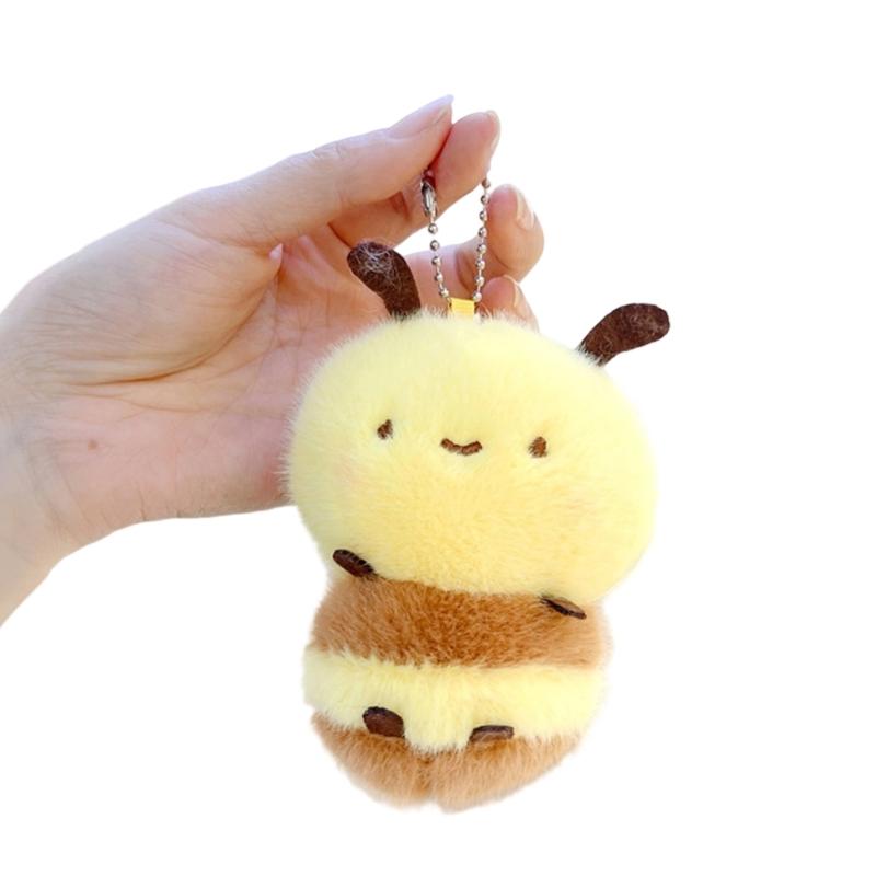 

Honeybee Plush Doll Key Holder Stuffed Animal Toy Shaped Keychain Bag Pendant Multipurpose Accessory for Daily Use