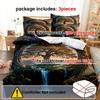 3Pcs Scenic Tree Duvet Cover Set (1 Duvet Cover, 2 Pillowcases, No Insert) - Vibrant Waterfall & Tree Landscape Print, Soft