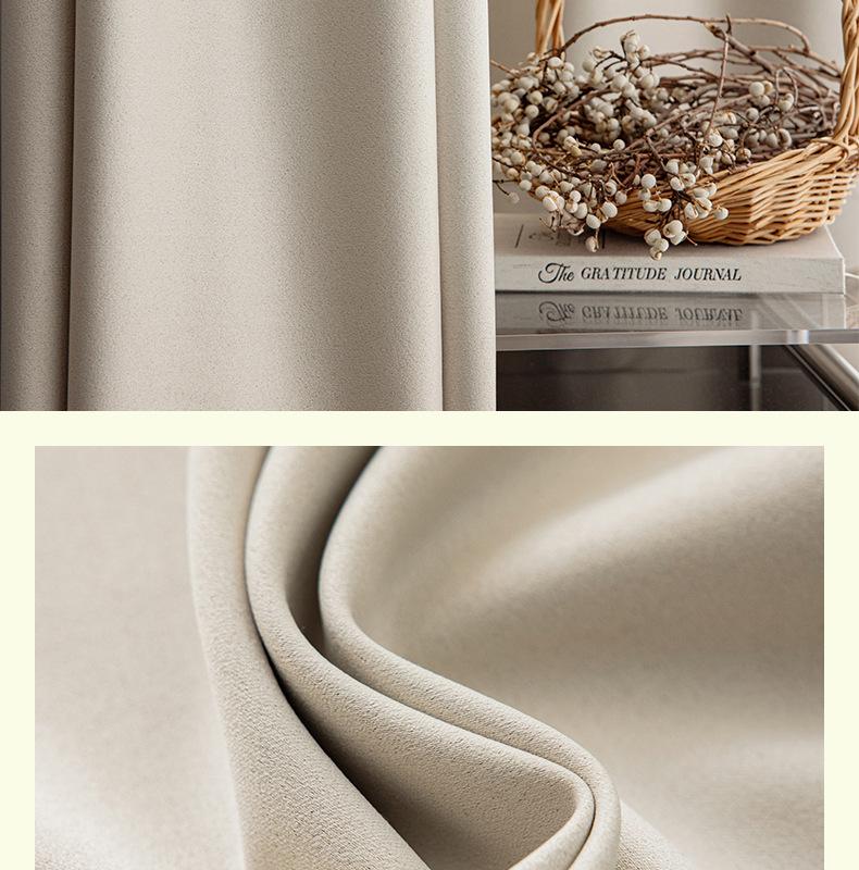 Cortinas de Chenille Nórdicas Francesas de Alta Qualidade para Chá com Leite: Proteção Solar Ultra e Isolamento para Sala de Estar/Sombreamento para Janelas de Sacada de Quarto Japonês