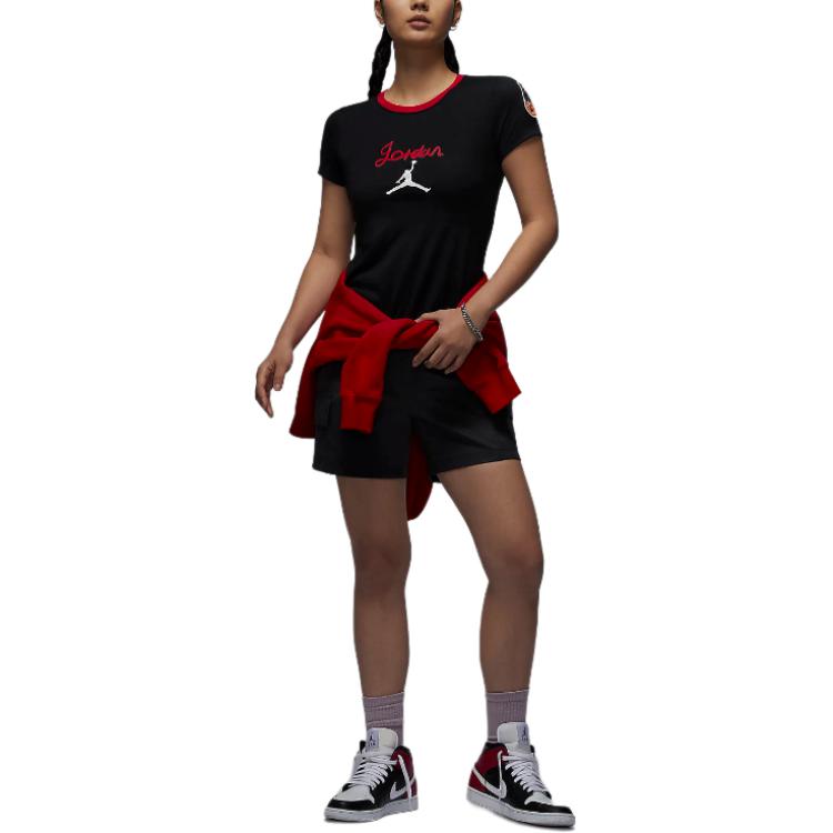 Jordan T Shirts Women's Black Crew Neck Moderate HM4895-010