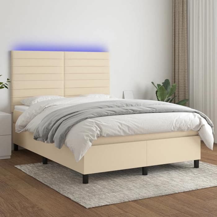 VidaXL Slat Bed Base with Mattress and LED, Upholstered Bed, Double Bed, Adult Bed for Interior Bedroom, 3134962