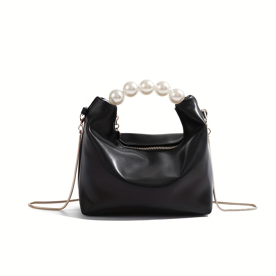 Simulation Pearl Handbag Mini Chain Strap Retro Simple Mobile Phone Bag Shoulder Crossbody Dumpling Bag