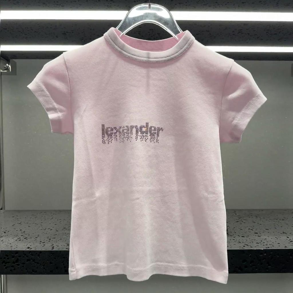 Spring 2026 High Gram Weight Ribbed Slim Fit Short Sleeve T-Shirt - Women's Hot Drilling Design