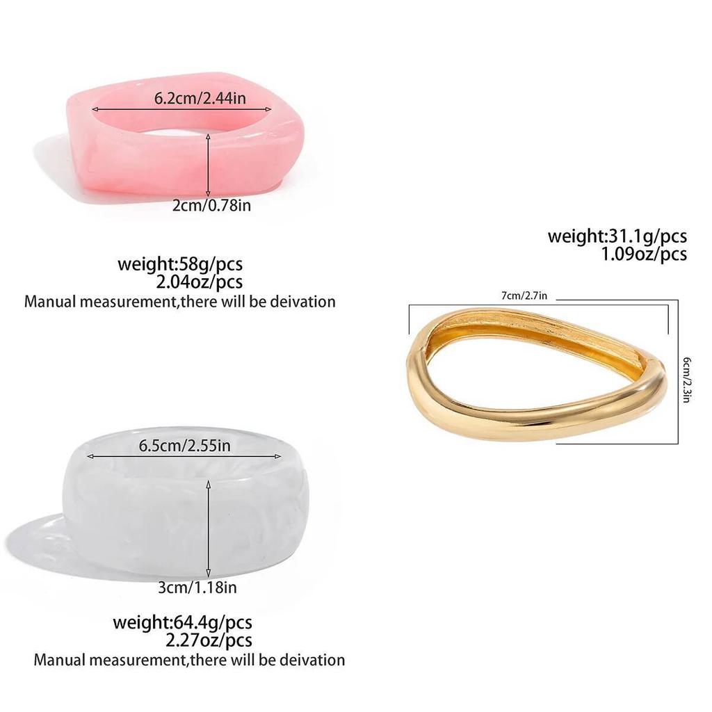 Ingemark 3 Stile Übertriebene Harz Acryl Dicke Breite Armreifen für Frauen Neu Hip Hop Federn Armbänder Tägliche Party Schmuck Geschenk
