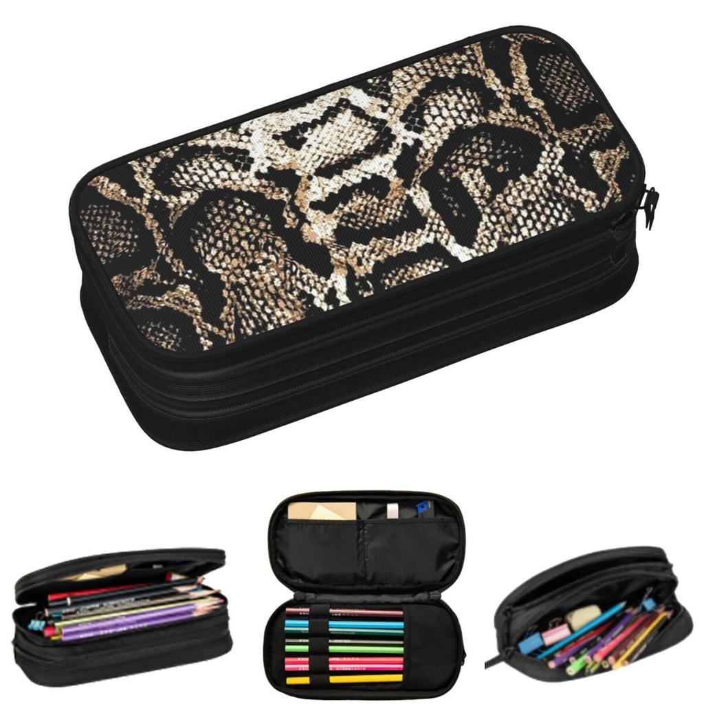 Snake Skin Pencil Cases for Student Gifts Pen Box Pencil Bag Large Storage Pencil Pouch