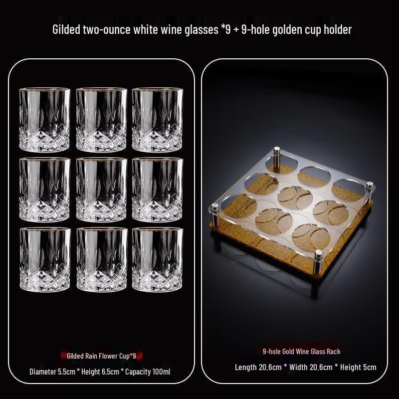 Gold-Rimmed Crystal Liquor Glass Set