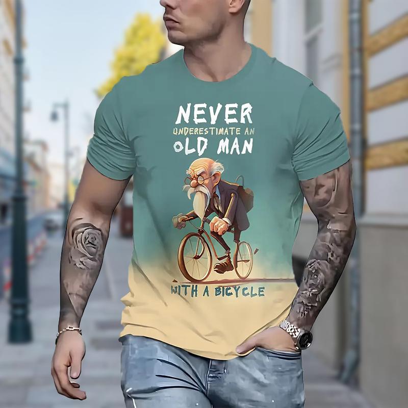 New Summer Men's Fashion T-shirt Personality Geometric Patterns Printed Men's T-shirt Top