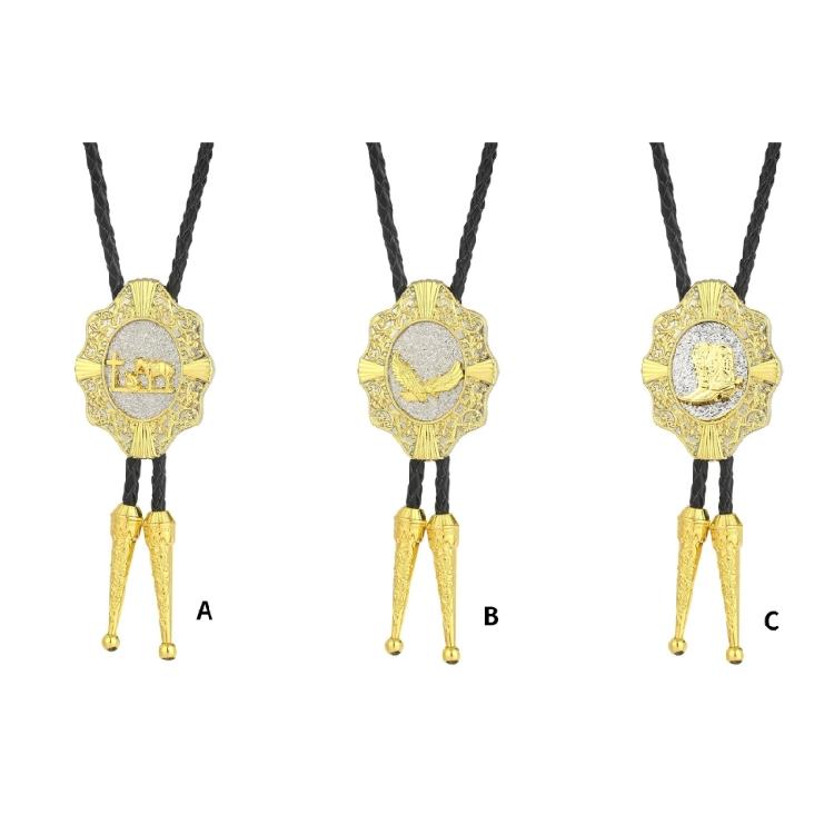 Braided Shoestring Eagle Bolo Tie Carved Charm Cowboy Necktie Necklace