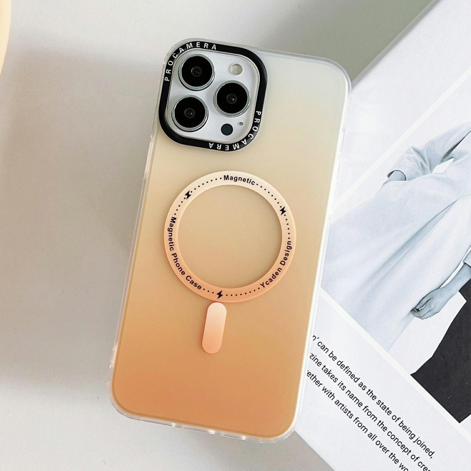 

For iPhone 16 Pro Case Compatible with MagSafe IMD Matte Gradient Hard PC Phone Cover Yellow