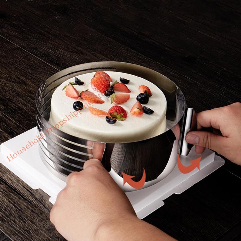 85AD Round Mousse-Mould for Cake-Decor Cake Leveler-Slicer Adjustable Round Cake Cutter Rings Stainless Steel Cake Slicing