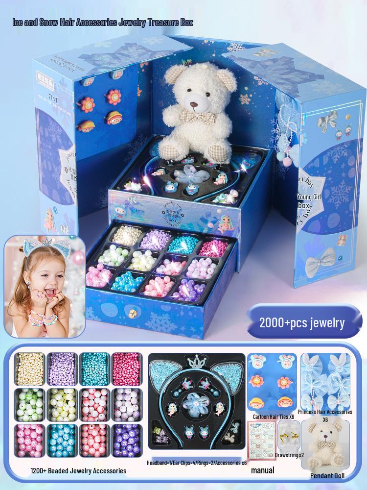 Children's DIY Bracelet Beading Kit – Handmade Material Toys for Girls, Ideal Christmas or 7th Birthday Gift, New Year's Present.