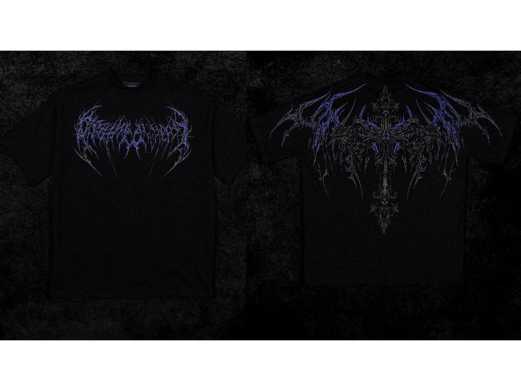 Breathedivinity Herren Dark Style Oversized Baumwoll-T-Shirt - Amerikanische Streetwear, Sportlich Casual, Kurzarm