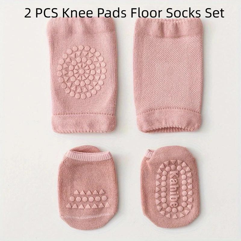 

2pcs Baby Floor Sock & Knee Pad Set - Cute Cartoon Style Anti-Slip for Toddler Crawling Multi-Piece Sports Protection Mat Set M 1 to 3 years