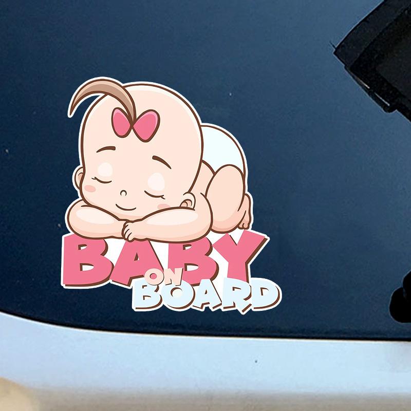 Hot Cartoon Cute+aby+on+board+car Stickers Car Windows Rear Bumper Scratches Decoration
