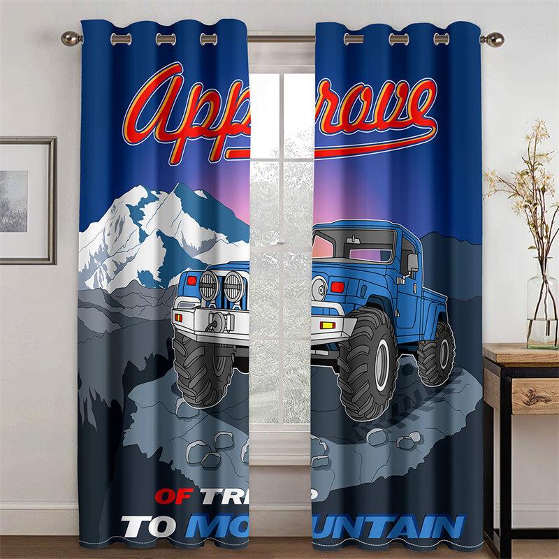 3D Shading Curtains For Prunting Cool Car Patterns For 2 Piece Living Room Bedroom Decoration