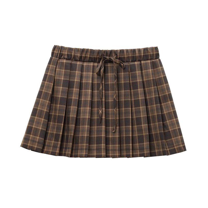 

Kaslead New Arrival Women s Clothing Fashion Style Fashion All-Match Gingham Wide Pleated Mini Skirt 2180503 Plaid L