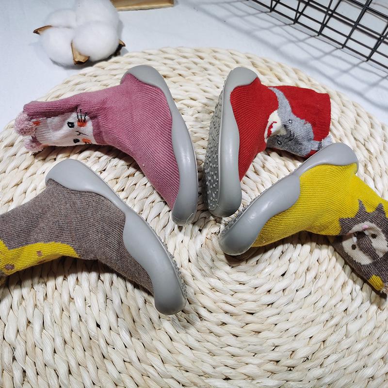 Spring-Autumn Cotton Cartoon Baby Floor Socks Shoes - Breathable Rubber Sole Toddler Shoes