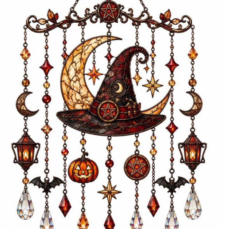 3 Styles Holiday Wind Chime Acrylic Sun Catcher Christmas Halloween Valentines Day