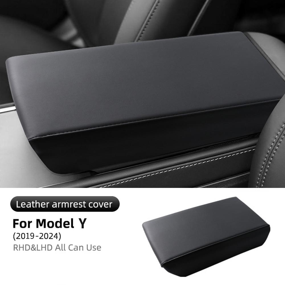 For Tesla Model 3 19-23 Central Control Armrest ABS+Leather Protective Cover For Model Y 19-24 Car Chair Armrest Cushion Cover