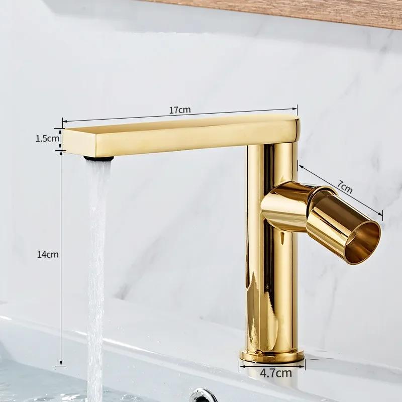 

Bathroom Basin Faucet Brass Sink Mixer Tap Hot Cold Lavatory Crane Deck Mounted Single Handle Rotating Tap Black Chrome Gold