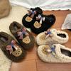 Cute Baotou Heightening Fleece Cotton Slippers Women's 2025 Autumn and Winter New Internet Celebrity Cartoon Fluffy Slippers Women's Outer Wear