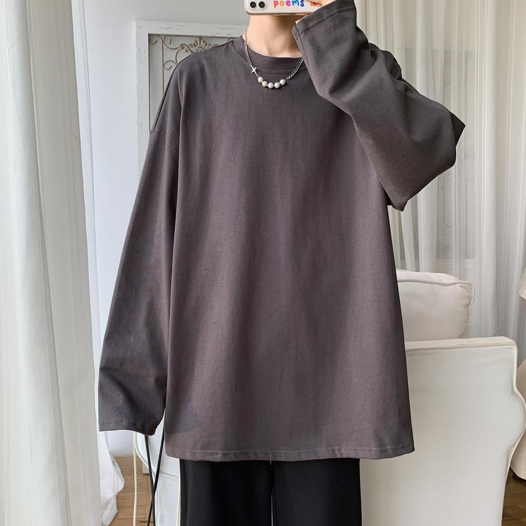 Ανδρικό μπλουζάκι από 100% βαμβάκι Oversize Ανδρικό μπλουζάκι μακρυμάνικο καθαρό χρώμα Ανδρικό μπλουζάκι για ανδρικά γυναικεία μπλουζάκια