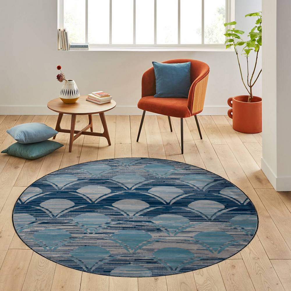 

Rovigo Home Моющийся круглый ковер с принтом RHM7172 100x100 синий